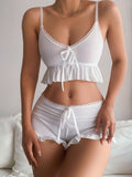 Buy SHEIN Ruffle Trim Tie Front Lingerie Set in Pakistan