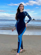 Buy SHEIN 1pc Women's Tropical Plant Printed Long Sleeve Zip Half Placket Rash Guard Jumpsuit For Sun Protection in Pakistan
