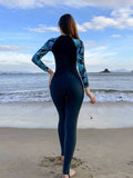Buy SHEIN 1pc Women's Tropical Plant Printed Long Sleeve Zip Half Placket Rash Guard Jumpsuit For Sun Protection in Pakistan