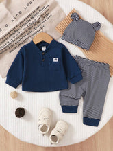 Buy SHEIN 3pcs/Set Newborn Baby Boy Blue Long Sleeve Top in Pakistan