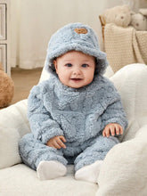 Buy SHEIN 3pcs/Set Newborn Baby Boys/Girls Blue Autumn/Winter Soft Coral Fleece Long Sleeve Hoodie, Pants & Hat, Cute Bear & Rabbit Print, Cozy & Warm, For Indoor & Outdoor in Pakistan