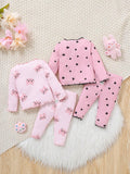 Buy SHEIN 4pcs/Set Newborn Baby Girl Cute Cartoon Print Knitted Elastic Long Sleeve Top And Elastic Waist Long Pants in Pakistan