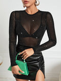 Buy SHEIN BAE Glitter Sheer Mesh Top Without Bra in Pakistan