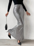 Buy SHEIN BAE High Waist Metallic Mermaid Hem Skirt in Pakistan