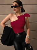 Buy SHEIN BAE One Shoulder Bow Detail Slim Fit Bodysuit in Pakistan
