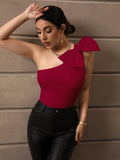Buy SHEIN BAE One Shoulder Bow Detail Slim Fit Bodysuit in Pakistan