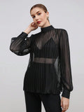 Buy SHEIN BIZwear Women Black Solid Color Blouse With Ruched in Pakistan