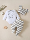 Buy SHEIN Baby Boy Cartoon Graphic Bodysuit & Striped Footed Pants in Pakistan