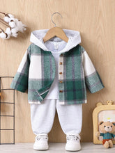 Buy SHEIN Baby Boy Plaid Print Hooded Shirt & Pants Without Tee, For Christmas in Pakistan