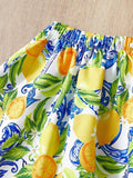 Buy SHEIN Baby Girl Lemon Print Sleeveless Crop Top And Mini Skirt Set, Summer Vacation in Pakistan