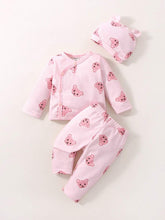 Buy SHEIN Baby Girl Newborn Cartoon Graphic Tee & Pants & Accessory 3D Ears Hat in Pakistan