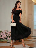 Buy SHEIN Belle Off-the-shoulder Neckline Sequined A-line Bridesmaid Dress in Pakistan