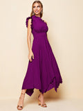 Buy SHEIN Belle One Shoulder Ruffle Detail Pleated Hanky Hem Bridesmaid Dress in Pakistan