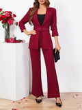Buy SHEIN Clasi Ladies Belted Three-quarter Sleeve Suit With Pleats in Pakistan