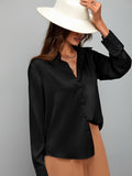 Buy SHEIN Clasi Satin Solid Button Up Shirt in Pakistan