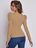Buy SHEIN Clasi Square Neckline Pleated Sleeve T-shirt in Pakistan