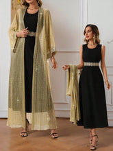 Buy SHEIN Clasi Women's Holiday Festival Long Dress With Ribbon & Pearl Embellishment, 2pcs Set in Pakistan