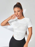 Buy SHEIN Cut Out Back Raglan Sleeve Crop Sports Tee Fitted Shirt in Pakistan
