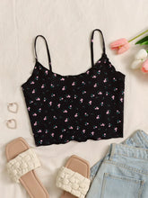 Buy SHEIN EZwear Ditsy Floral Lettuce Trim Cami Top in Pakistan