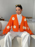 Buy SHEIN EZwear Floral Applique Bishop Sleeve Crochet Cardigan in Pakistan