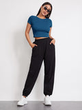 Buy SHEIN EZwear Rib-knit Crop Top in Pakistan