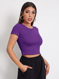 Buy SHEIN EZwear Rib-knit Crop Top in Pakistan