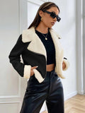 Buy SHEIN EZwear Teddy Lined Open Front Suedette Moto Jacket in Pakistan