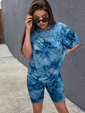 Buy SHEIN EZwear Tie Dye Tee & Biker Shorts Set in Pakistan
