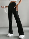 Buy SHEIN EZwear Y2k Women's Solid Color Flared Bell Bottom Black Pants in Pakistan