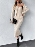 Buy SHEIN Essnce Cable Knit Cami Sweater Dress & Cardigan in Pakistan