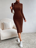 Buy SHEIN Essnce High Neck Ribbed Knit Bodycon Dress in Pakistan