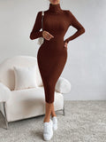 Buy SHEIN Essnce High Neck Ribbed Knit Bodycon Dress in Pakistan