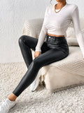 Buy SHEIN Essnce High Waist PU Leather Skinny Pants in Pakistan