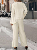 Buy SHEIN Essnce Solid Button Front Shirt & Wide Leg Pants in Pakistan