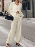 Buy SHEIN Essnce Solid Button Front Shirt & Wide Leg Pants in Pakistan