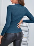 Buy SHEIN Essnce Solid Funnel Neck Rib Knit Sweater in Pakistan