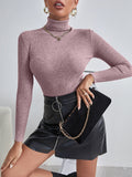Buy SHEIN Essnce Solid High Neck Rib Knit Sweater in Pakistan