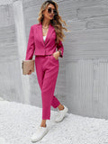 Buy SHEIN Essnce Solid Single Button Crop Blazer And Slant Pocket Tailored Pants in Pakistan