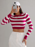 Buy SHEIN Essnce Striped Pattern Crop Sweater in Pakistan
