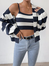 Buy SHEIN Essnce Striped Pattern Drop Shoulder Open Front Cardigan & Cami Knit Top in Pakistan