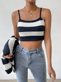Buy SHEIN Essnce Striped Pattern Drop Shoulder Open Front Cardigan & Cami Knit Top in Pakistan