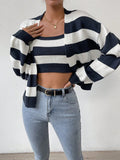Buy SHEIN Essnce Striped Pattern Drop Shoulder Open Front Cardigan & Cami Knit Top in Pakistan