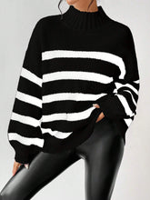 Buy SHEIN Essnce Striped Pattern Mock Neck Drop Shoulder Sweater in Pakistan