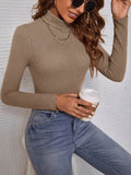 Buy SHEIN Essnce Turtleneck Waffle Knit Tee Bodysuit in Pakistan