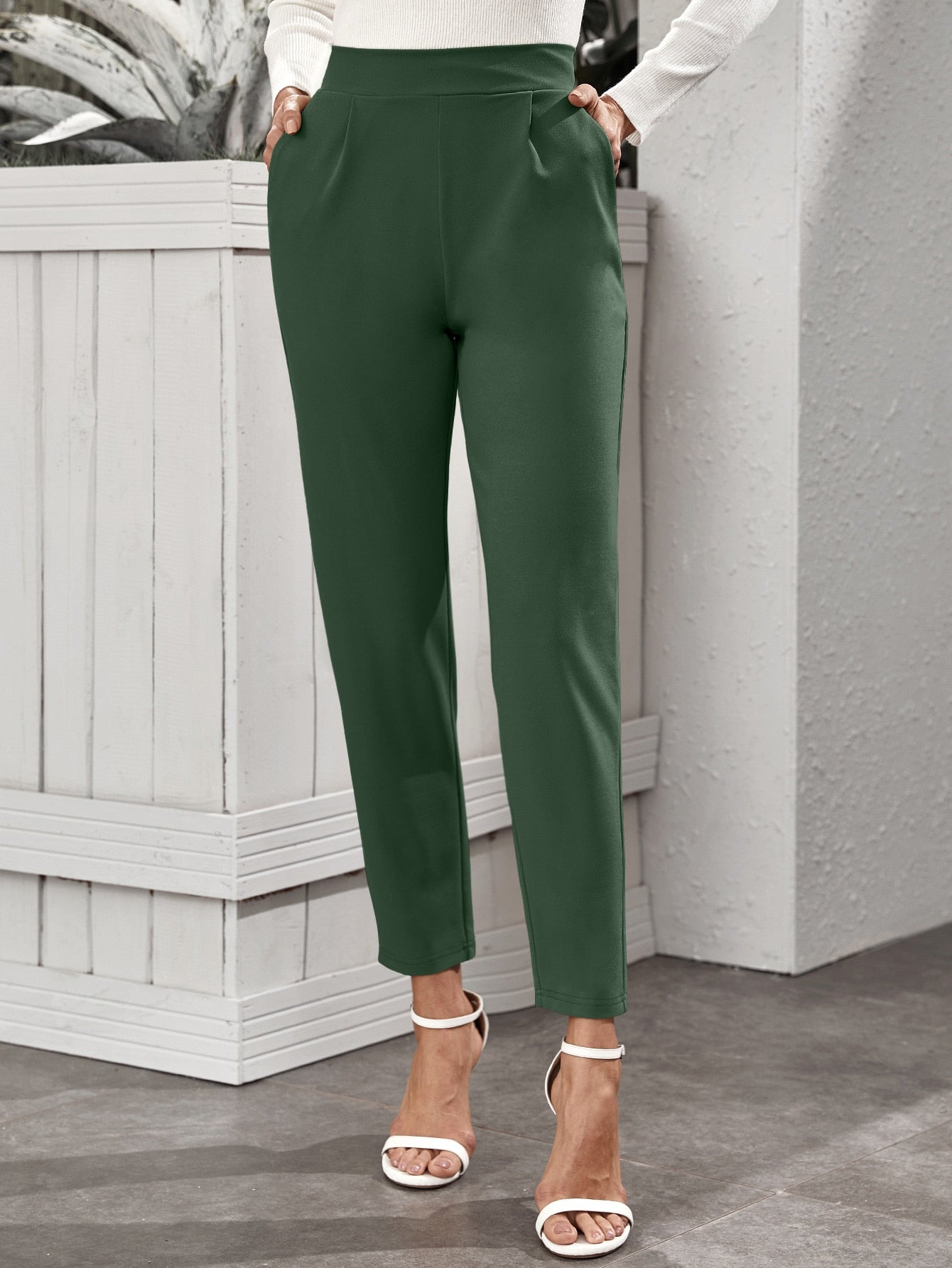 Buy SHEIN Frenchy High-Rise Slant Pocket Tapered Pants in Pakistan