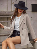 Buy SHEIN Frenchy Lapel Neck Double Breasted Overcoat in Pakistan