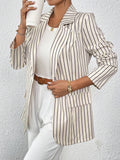 Buy SHEIN Frenchy Loose Casual Long Sleeve, Minimalist Striped Blazer in Pakistan