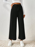 Buy SHEIN Frenchy Solid Knot Waist Wide Leg Pants in Pakistan