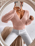 Buy SHEIN Frenchy Surplice Neck Drop Shoulder Sweater in Pakistan