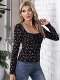 Buy SHEIN Frenchy Tie Front Ruched Bust Ditsy Floral Top in Pakistan